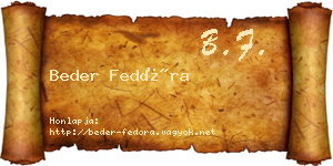 Beder Fedóra névjegykártya